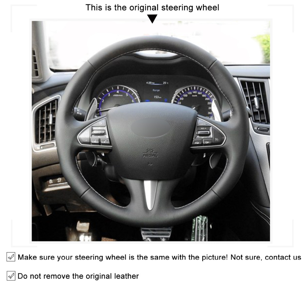 Loncky Auto Custom Fit OEM Black Genuine Leather Suede Car Steering